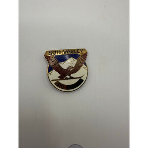 Sun Valley Gold & Red Eagle Ski Souvenir Brooch Pin One Size